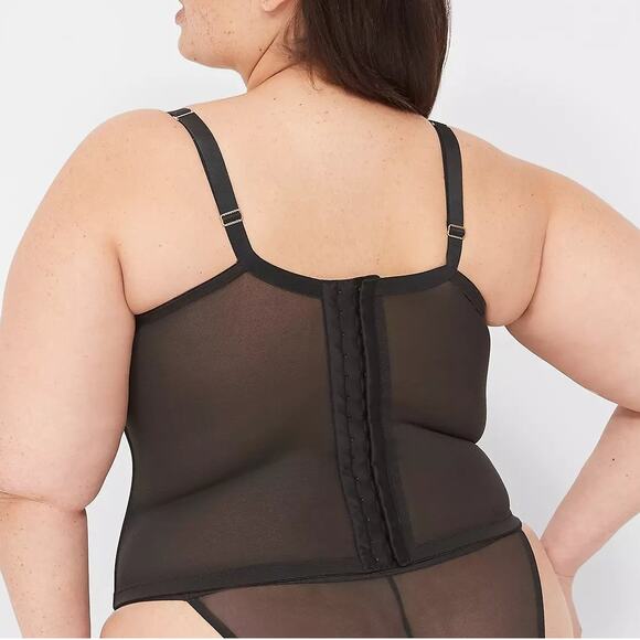 Lane Bryant Digital Print Lace Lightly Lined Corset Black Floral 44DD NEW - Picture 2 of 4